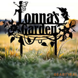 Personalized Fairy Metal Garden Sign Custom Garden Sign Fairy Garden Stake Porch Decor Metal Fairy Garden Art Gardener