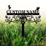 Personalized Fairy Metal Garden Sign Custom Garden Sign Fairy Garden Stake Porch Decor Metal Fairy Garden Art Gardener