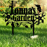 Personalized Fairy Metal Garden Sign Custom Garden Sign Fairy Garden Stake Porch Decor Metal Fairy Garden Art Gardener