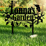 Personalized Fairy Metal Garden Sign Custom Garden Sign Fairy Garden Stake Porch Decor Metal Fairy Garden Art Gardener