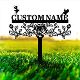 Personalized Fairy Metal Garden Sign Custom Garden Sign Fairy Garden Stake Porch Decor Metal Fairy Garden Art Gardener