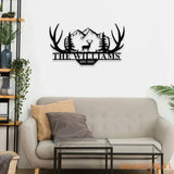 Personalized Family Name Hunting Metal Sign | Housewarming Gift - Last Name Initial Hanging - Personalize Hunting Metal