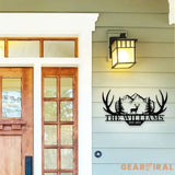 Personalized Family Name Hunting Metal Sign | Housewarming Gift - Last Name Initial Hanging - Personalize Hunting Metal