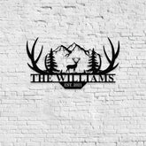 Personalized Family Name Hunting Metal Sign | Housewarming Gift - Last Name Initial Hanging - Personalize Hunting Metal