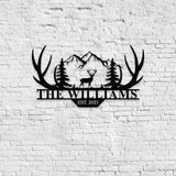 Personalized Family Name Hunting Metal Sign | Housewarming Gift - Last Name Initial Hanging - Personalize Hunting Metal