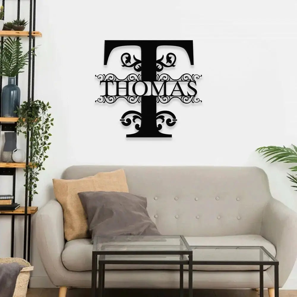 Personalized Family Name Metal Sign - Custom Monogram Last Name Wall Hanging - Initial Monogram Metal Decor - Monogram