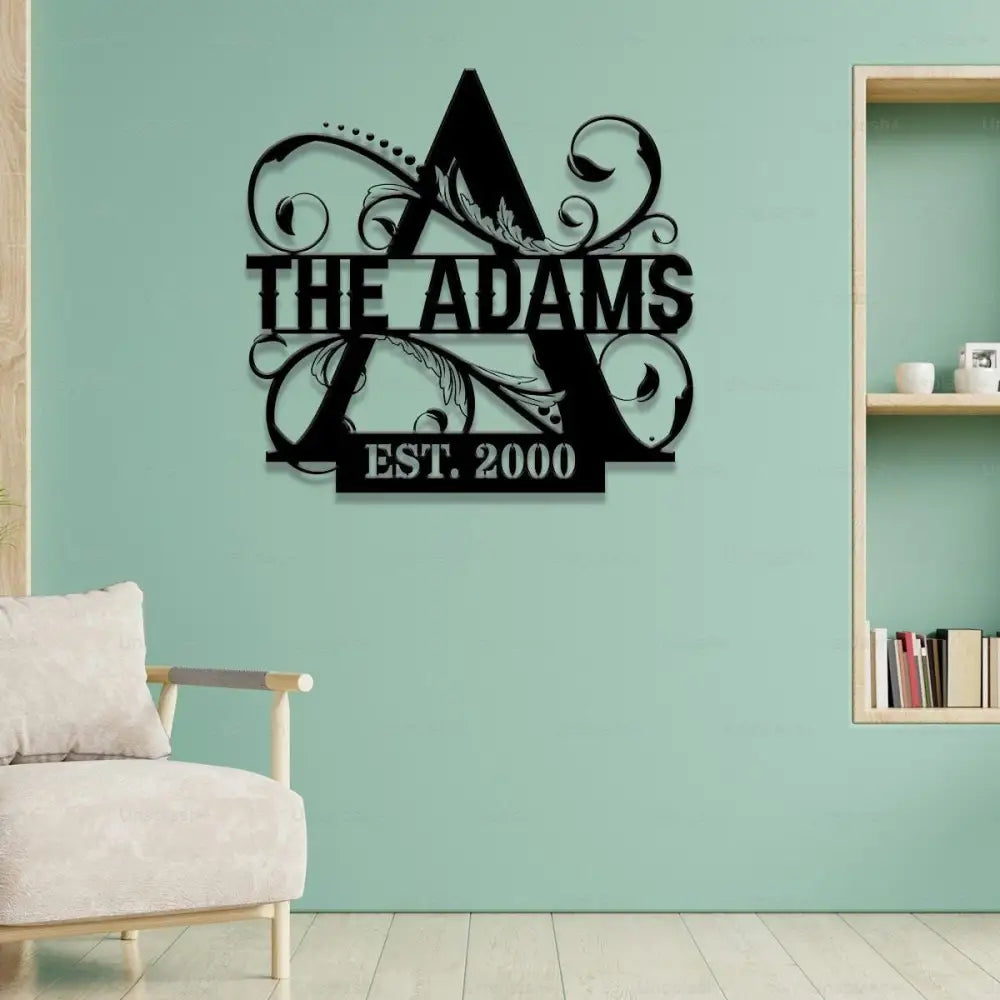 Personalized Family Name Metal Sign | Metal Name Monogram with Established Date | Housewarming Gift | Wedding Gift