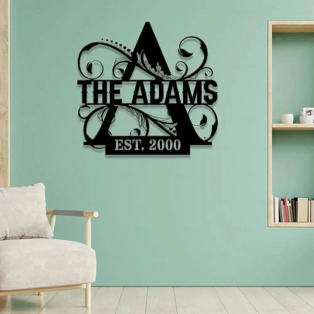 Personalized Family Name Metal Sign | Metal Name Monogram with Established Date | Housewarming Gift | Wedding Gift