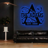 Personalized Family Name Metal Sign | Metal Name Monogram with Established Date | Housewarming Gift | Wedding Gift