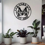 Personalized Family Name Monogram Metal Sign Custom Last Name Wall Hanging Personalized Wall Art Housewarming Family
