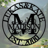 Personalized Family Name Monogram Metal Sign Custom Last Name Wall Hanging Personalized Wall Art Housewarming Family