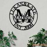 Personalized Family Name Monogram Metal Sign Custom Last Name Wall Hanging Personalized Wall Art Housewarming Family