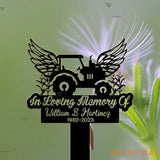 Personalized Farmer Memorial Cross - Tractor Garden Stake Metal Yard Art - Grave Marker Cemetery Decor - Farmer Dad