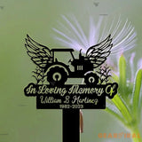 Personalized Farmer Memorial Cross - Tractor Garden Stake Metal Yard Art - Grave Marker Cemetery Decor - Farmer Dad