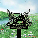 Personalized Farmer Memorial Cross - Tractor Garden Stake Metal Yard Art - Grave Marker Cemetery Decor - Farmer Dad