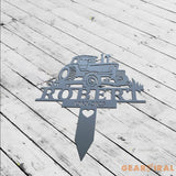 Personalized Farmer Memorial Stake - Metal Stake With Solar Light - Farming Heaven’s Fields - Mom Loss | GearViral