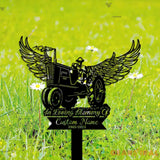 Personalized Farmer on tractor Memorial Stake - Tractor Memorial - Farmer Loss - Metal Stake | GearViral