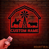 Personalized Farmhouse Metal Sign with Led Lights Custom Metal Farm Wall Art Farm Name sign Metal Barn Sign Farmer Gift