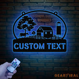 Personalized Farmhouse Metal Sign with Led Lights Custom Metal Farm Wall Art Farm Name sign Metal Barn Sign Farmer Gift