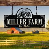 Personalized Farmhouse Tractor Metal Sign - Custom Family Name Sign Rustic Farm Decor Established Plaque for Barn