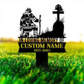 Personalized Firefighter Kneeling Memorial Stake Garden Metal Stake Fireman Memorial Sympathy Gift Outdoor Grave Marker