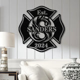 Personalized Firefighter Sign - Custom Metal Maltese Cross Firefighter Gift for Him Fireman Gift for Dad Unique