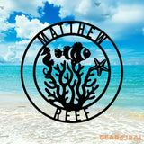 Personalized Fish Reef Name Sign Home Decor - Custom Aquarium Reef Metal Wall Art LED Light - Fish Reef Decor & Gifts