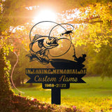Personalized Fisherman Memorial Stake - Bass Fishing Metal Stake - Sympathy Sign - Grave Marker | GearViral