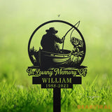 Personalized Fisherman Memorial Stake Metal - Fisher Memorial Gift - Custom Fishing Memorial - Dad Loss Sympathy Sign