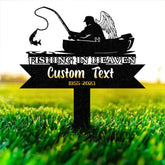 Personalized Fishing Memorial Stake Metal Fisherman Memorial Gift Fishing Dad Sympathy Grave Marker - Gearviral