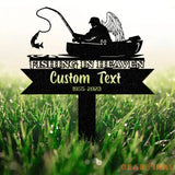 Personalized Fishing Memorial Stake Metal Fisherman Memorial Gift Fishing Dad Sympathy Grave Marker - Gearviral