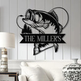 Personalized Fishing Metal Sign Custom Bass Fish LED Wall Art Outdoor Fishing Cabin Decor Fisherman Name Sign Gift for