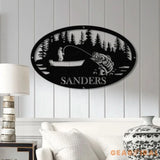 Personalized Fishing Metal Sign Custom Bass Fish LED Wall Art Outdoor Fishing Cabin Decor Fisherman Name Sign Gift for