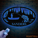Personalized Fishing Metal Sign Custom Bass Fish LED Wall Art Outdoor Fishing Cabin Decor Fisherman Name Sign Gift for