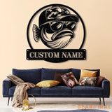 Personalized Fishing Metal Sign Custom Funny Bass Fish LED Wall Art Outdoor Fishing Cabin Decor Fisherman Name Sign