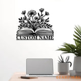 Personalized Floral Books Metal Sign Custom Library Sign Bookworm Sign Book Club Decor Reading Room Sign Books Metal