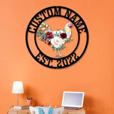Personalized Floral Chicken Coop Sign with Led Light Hen House Coop Sign Farm Metal Sign Metal Chicken Coop Sign Custom