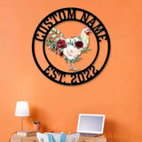 Personalized Floral Chicken Coop Sign with Led Light Hen House Coop Sign Farm Metal Sign Metal Chicken Coop Sign Custom