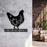 Personalized Floral Chicken Farm Metal Sign with Led Lights Outdoor Decor Farmer Gift - Gearviral