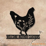 Personalized Floral Chicken Farm Metal Sign with Led Lights Outdoor Decor Farmer Gift - Gearviral
