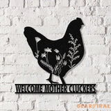 Personalized Floral Chicken Farm Metal Sign with LED Lights Outdoor Decor Farmer Gift Home Decor Custom Metal Sign