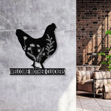 Personalized Floral Chicken Farm Metal Sign with LED Lights Outdoor Decor Farmer Gift Home Decor Custom Metal Sign
