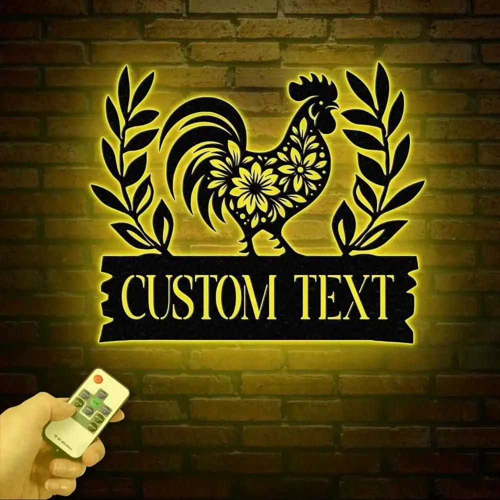 Personalized Floral Chicken Farm Sign With Led Lights Hen House Decor Outdoor Decor Farmer Gift Chicken Lover Gift Hen