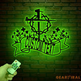 Personalized Floral Faith Cross Metal Sign Custom Family Last Name Wall Art Christian Front Door or House Decor Cross