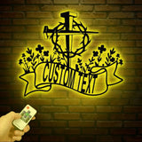 Personalized Floral Faith Cross Metal Sign Custom Family Last Name Wall Art Christian Front Door or House Decor Cross