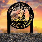 Personalized Floral Garden Gnome Yard Stake Custom Gnome Gifts Gnome Metal Art Yard Decor Outdoor Lawn Decor Garden