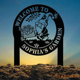 Personalized Floral Garden Gnome Yard Stake Custom Gnome Gifts Gnome Metal Art Yard Decor Outdoor Lawn Decor Garden