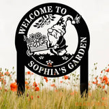 Personalized Floral Garden Gnome Yard Stake Custom Gnome Gifts Gnome Metal Art Yard Decor Outdoor Lawn Decor Garden