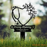 Personalized Floral Heart Stethoscope Nursing Memorial Plaque Stake Sympathy Sign Grave Marker Remembrance Stake,