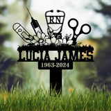 Personalized Floral Heart Stethoscope Nursing Memorial Plaque Stake Sympathy Sign Grave Marker Remembrance Stake,